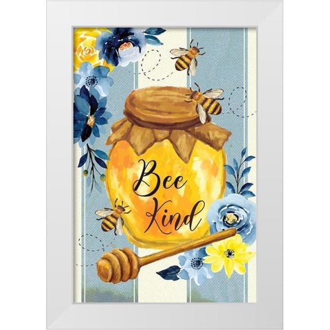 Bee Kind White Modern Wood Framed Art Print by ND Art