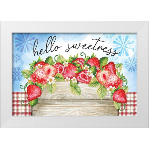 Hello Sweetness White Modern Wood Framed Art Print by ND Art
