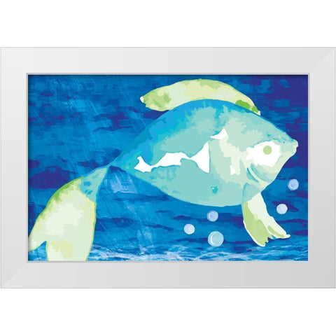 Fish White Modern Wood Framed Art Print by ND Art
