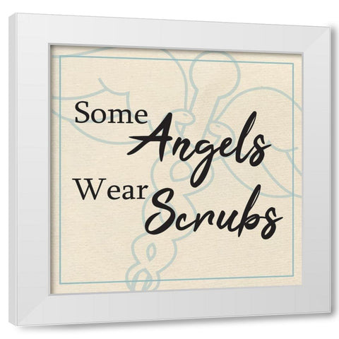 Angels Wear Scrubs White Modern Wood Framed Art Print by ND Art