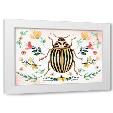 Insects II White Modern Wood Framed Art Print by ND Art