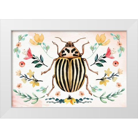 Insects II White Modern Wood Framed Art Print by ND Art