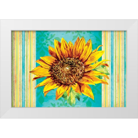 Sunflower White Modern Wood Framed Art Print by ND Art