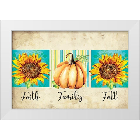 Faith, Family, Fall White Modern Wood Framed Art Print by ND Art