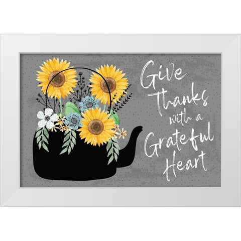 Grateful Heart White Modern Wood Framed Art Print by ND Art