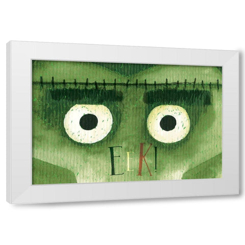 Frankenstein White Modern Wood Framed Art Print by ND Art