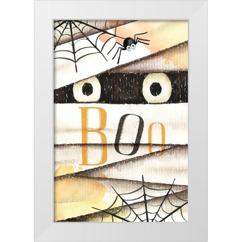 Boo White Modern Wood Framed Art Print by ND Art
