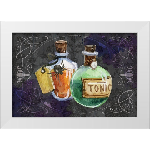 Potions White Modern Wood Framed Art Print by ND Art