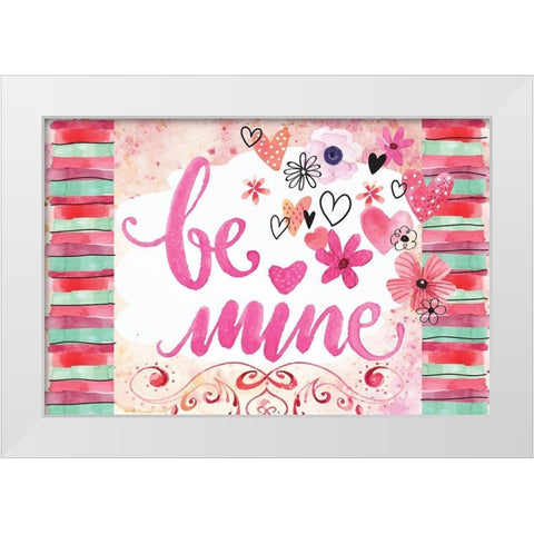 Be Mine White Modern Wood Framed Art Print by ND Art