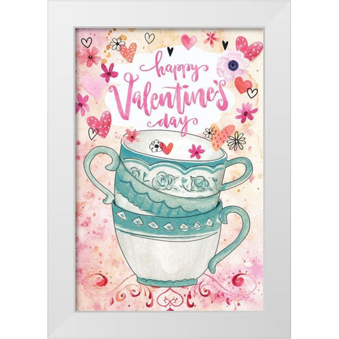 Happy Valentines White Modern Wood Framed Art Print by ND Art
