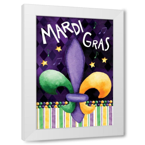 Mardi Gras White Modern Wood Framed Art Print by ND Art