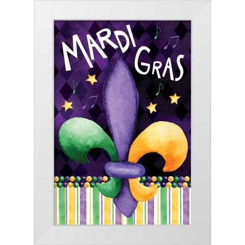 Mardi Gras White Modern Wood Framed Art Print by ND Art