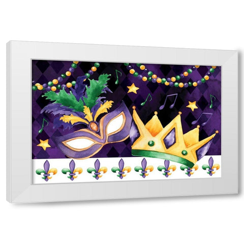 Mardi Gras III White Modern Wood Framed Art Print by ND Art