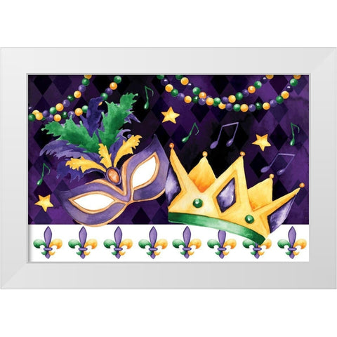 Mardi Gras III White Modern Wood Framed Art Print by ND Art