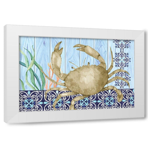 Crab White Modern Wood Framed Art Print by ND Art