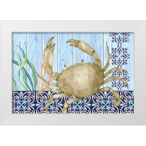 Crab White Modern Wood Framed Art Print by ND Art