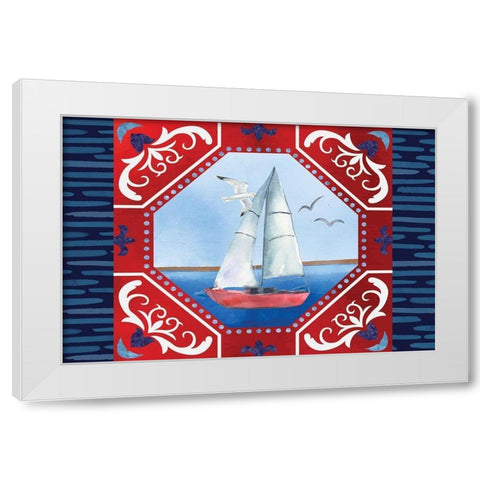 Sailboat White Modern Wood Framed Art Print by ND Art