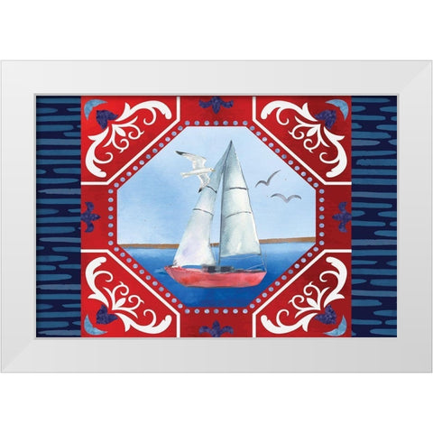 Sailboat White Modern Wood Framed Art Print by ND Art