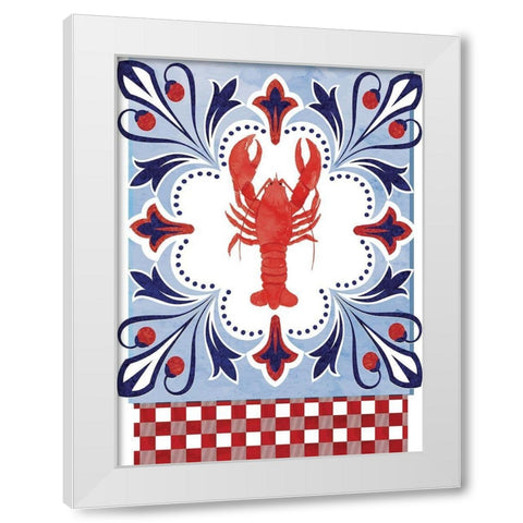 Lobster White Modern Wood Framed Art Print by ND Art