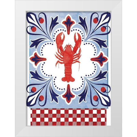 Lobster White Modern Wood Framed Art Print by ND Art