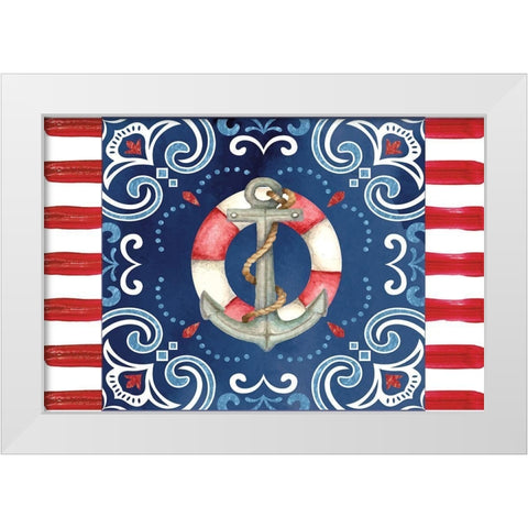 Life Saver White Modern Wood Framed Art Print by ND Art