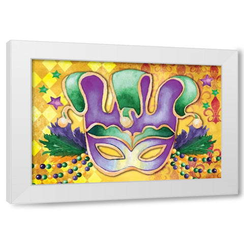 Mardi Gras IV White Modern Wood Framed Art Print by ND Art