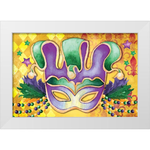 Mardi Gras IV White Modern Wood Framed Art Print by ND Art
