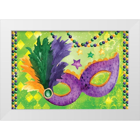 Mardi Gras V White Modern Wood Framed Art Print by ND Art