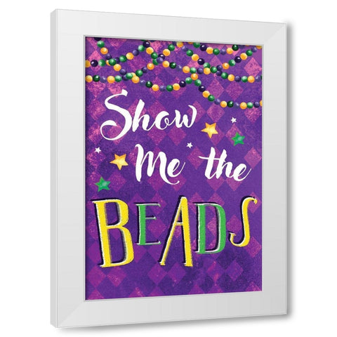 Mardi Gras VI White Modern Wood Framed Art Print by ND Art