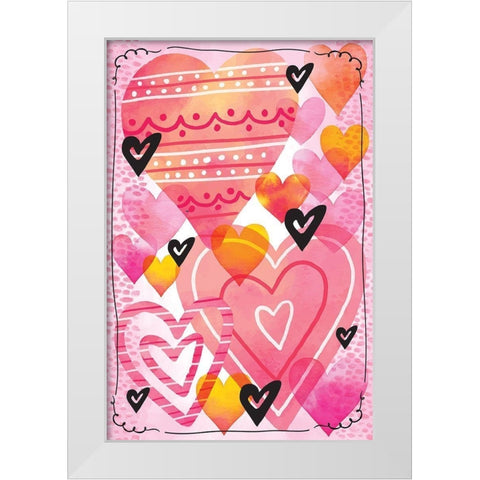 Valentine Hearts White Modern Wood Framed Art Print by ND Art