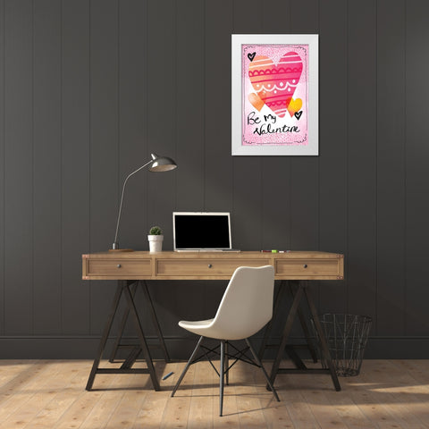 Be My Valentine White Modern Wood Framed Art Print by ND Art