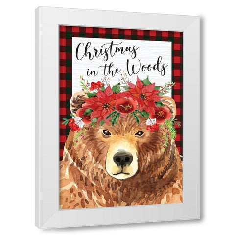 Christmas in the Woods White Modern Wood Framed Art Print by ND Art