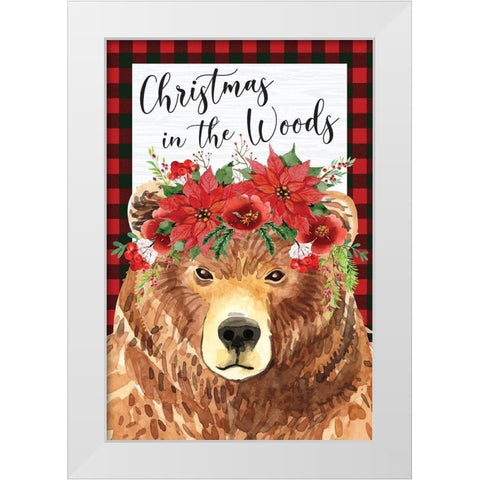 Christmas in the Woods White Modern Wood Framed Art Print by ND Art