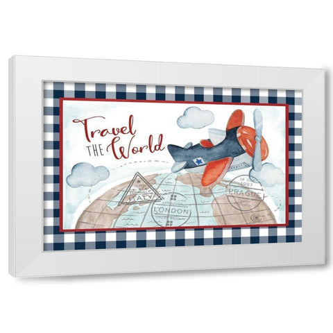 Travel the World White Modern Wood Framed Art Print by ND Art