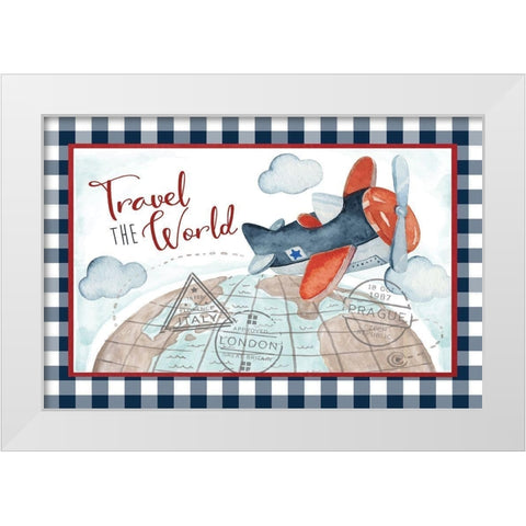 Travel the World White Modern Wood Framed Art Print by ND Art