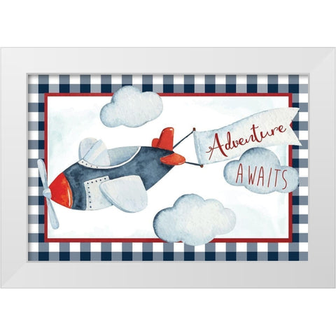 Adventure Awaits White Modern Wood Framed Art Print by ND Art