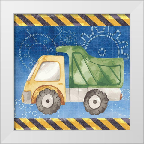 Dump Truck White Modern Wood Framed Art Print by ND Art