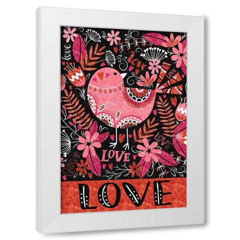 Love Birds White Modern Wood Framed Art Print by ND Art
