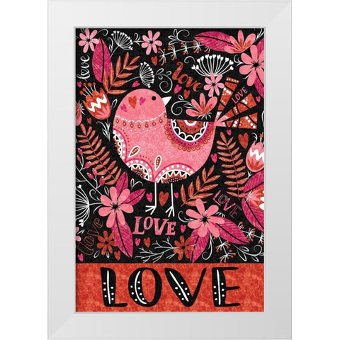 Love Birds White Modern Wood Framed Art Print by ND Art