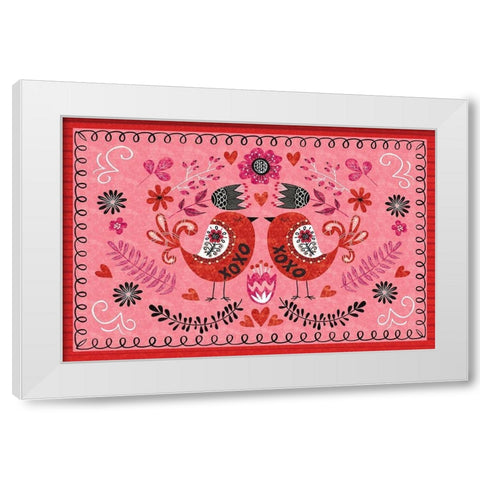 Love Birds II White Modern Wood Framed Art Print by ND Art