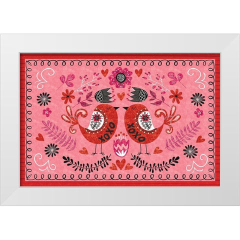 Love Birds II White Modern Wood Framed Art Print by ND Art