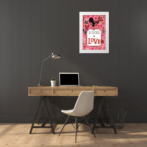 All You Need is Love White Modern Wood Framed Art Print by ND Art