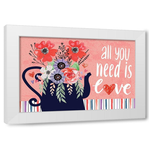 All You Need is Love White Modern Wood Framed Art Print by ND Art