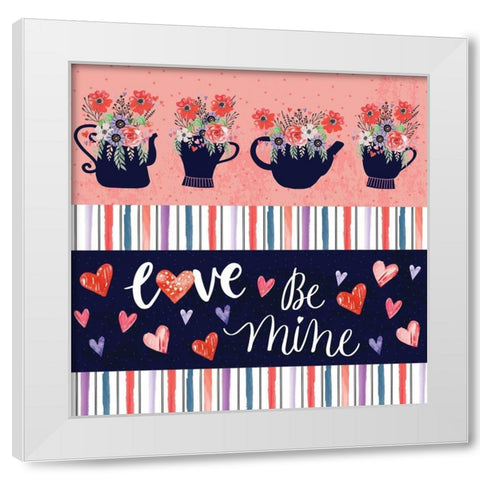 Valentine Pattern White Modern Wood Framed Art Print by ND Art