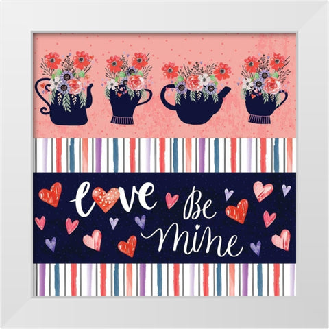Valentine Pattern White Modern Wood Framed Art Print by ND Art