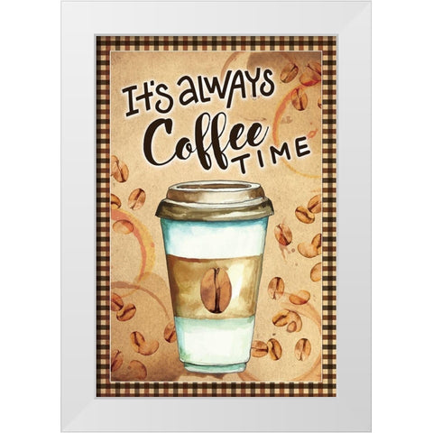 Coffee Time White Modern Wood Framed Art Print by ND Art