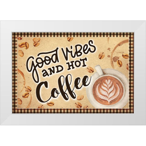 Good Vibes White Modern Wood Framed Art Print by ND Art