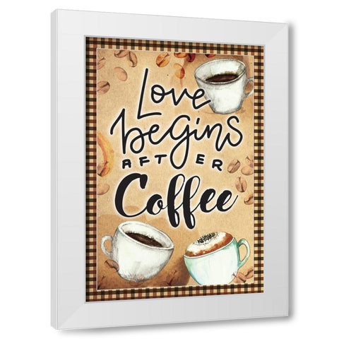 Love Begins White Modern Wood Framed Art Print by ND Art