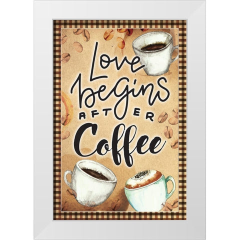 Love Begins White Modern Wood Framed Art Print by ND Art