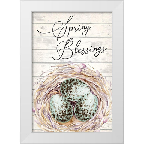 Spring Blessings White Modern Wood Framed Art Print by ND Art